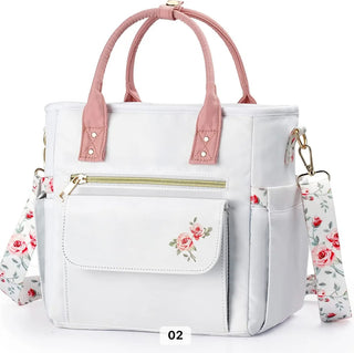 White Floral Lunch Tote